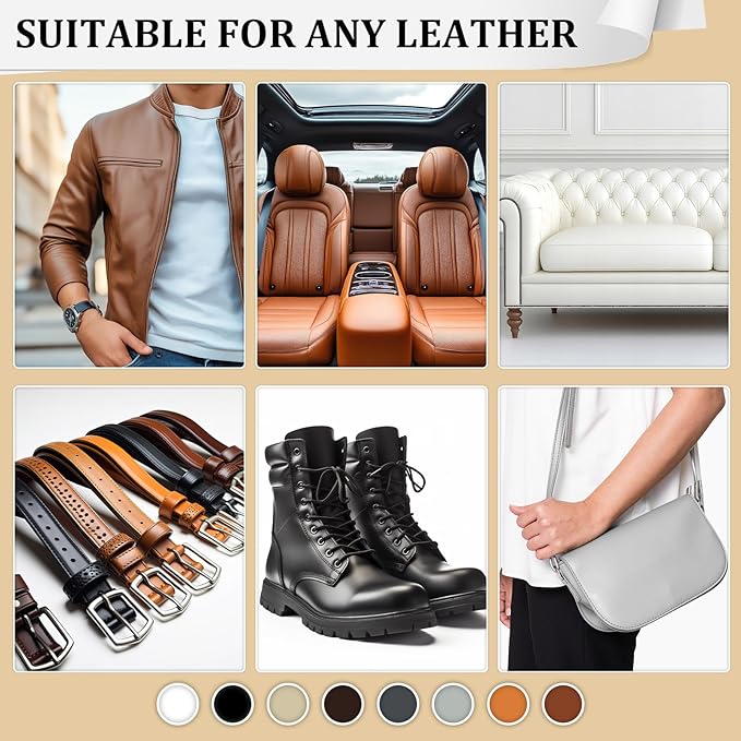 8.8oz Leather Recoloring Balm with 100ml Mink Oil,White Leather Repair Kit for Furniture,Leather Repair Cream,Leather Scratch Repair for Car Interior,Leather Conditioner for Couch