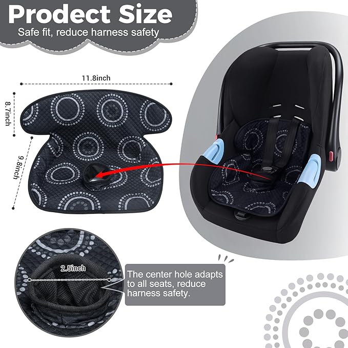 Piddle Pad, Car Seat Potty Training Protector, Waterproof Car Seat Cover with Anti-Slip Backing, Machine Washable Liner for Baby Toddler Carseat, Stroller (Black, 2PC)
