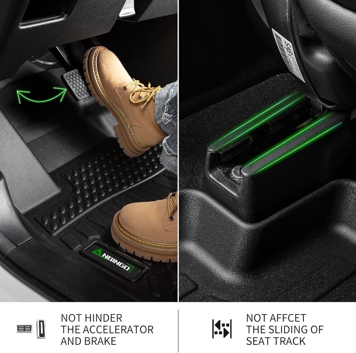 ANBINGO®-Floor Mats & Cargo Liner Custom for Mazda 3 2025 2024 2023 2022 2021 2020 2019(Only Fits Hatchback Models) All Weather Protection TPE Floor Liners Front & Rear Row Full Set Accessories Black