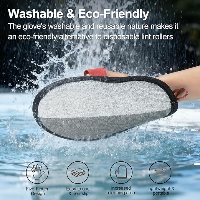 Pet Hair Removal Glove - Magic Brush Electrostatic Mitt for Dogs & Cats, Reusable Grooming Gloves - Dog Hair Remover Tool with 5-Finger Design for Couch, Carpet, Furniture, Laundry & Clothing