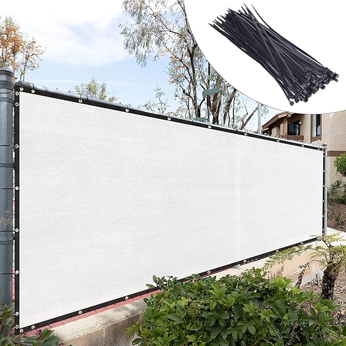 Royal Shade Custom Size 6' x 72' White Fence Privacy Screen Windscreen Cover Netting Mesh Fabric Cloth - Cable Zip Ties Included (We Make Custom Size)
