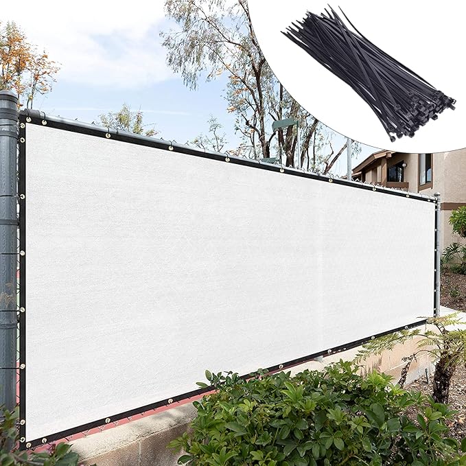 Royal Shade Custom Size 6' x 76' White Fence Privacy Screen Windscreen Cover Netting Mesh Fabric Cloth - Cable Zip Ties Included (We Make Custom Size)