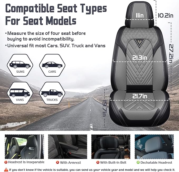 Truck Seat Covers for Ford F350 2011-2026, Waterproof Premium Leather Full Coverage Car Seat Cover, Muscle Sport Style Auto Interior Seat Cover Sets (Full Set/Black Gray)