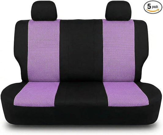 FH Group Automotive Rear Car Seat Covers for SUV, Trucks, Sedan and More - Universal Fit Rear Solid Bench Design Interior Accessories - 3D Mesh Fabric Center Panel - Purple
