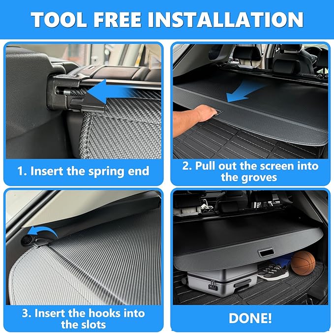 MIALUTY® Cargo Cover for 2023 2024 2025 Cadillac Lyriq Retractable Trunk Cover Lyriq Accessories Anti-Peeping Anti-Theft Privacy Screen,Trunk Luggage Shield Shade Carbon Fiber Texture