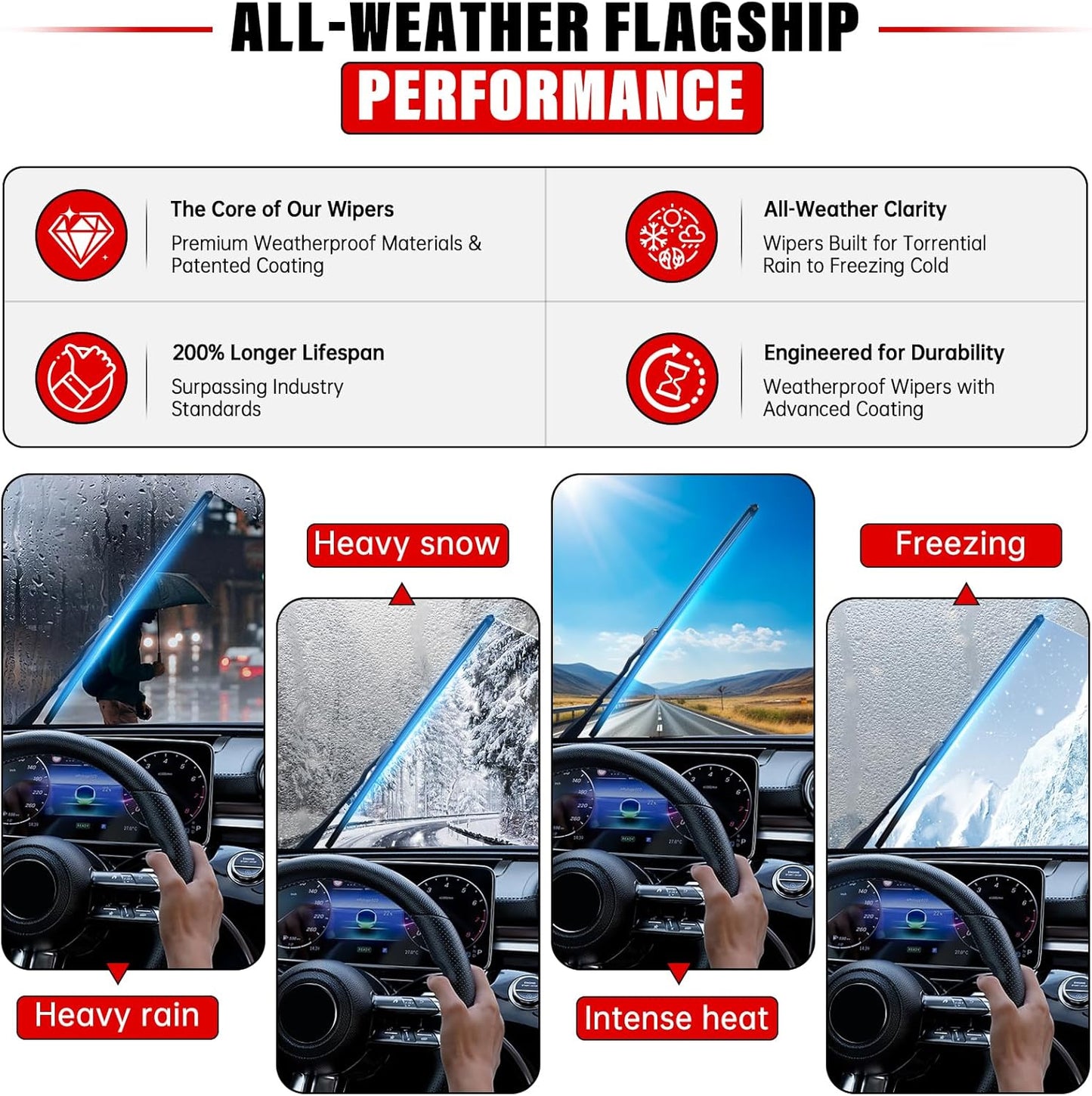 Windshield Wiper Blades Replacement for Volvo XC90 2016 2017 2018 2019 2020 2021 2022 Original Factory Quality Front Rear Wipers Blade Set for My Car - 24" 20" 15" (Pack of 3)