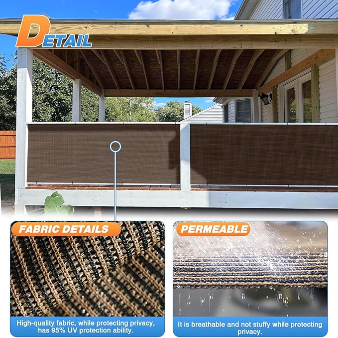 TANG Sun Shade Fabric Roll 8'x36' Shade Cloth for Garden Brown HDPE Mesh Shading Pergola Cover Replacement Canopy, 95% Blockage Sunshades for Outdoor Patio Backyard Plant
