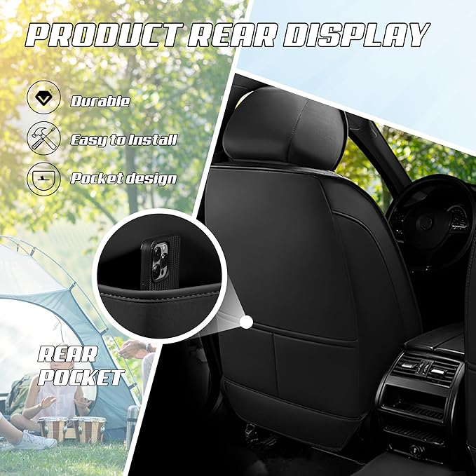 Car Seat Covers Fit for Infiniti g37 2000-2026, Stylish Sport Seat Covers, Waterproof Wear-Resistant Premium Nappa Leather Car Seat Cover.(2 Pcs Front with Pillow/Black White)