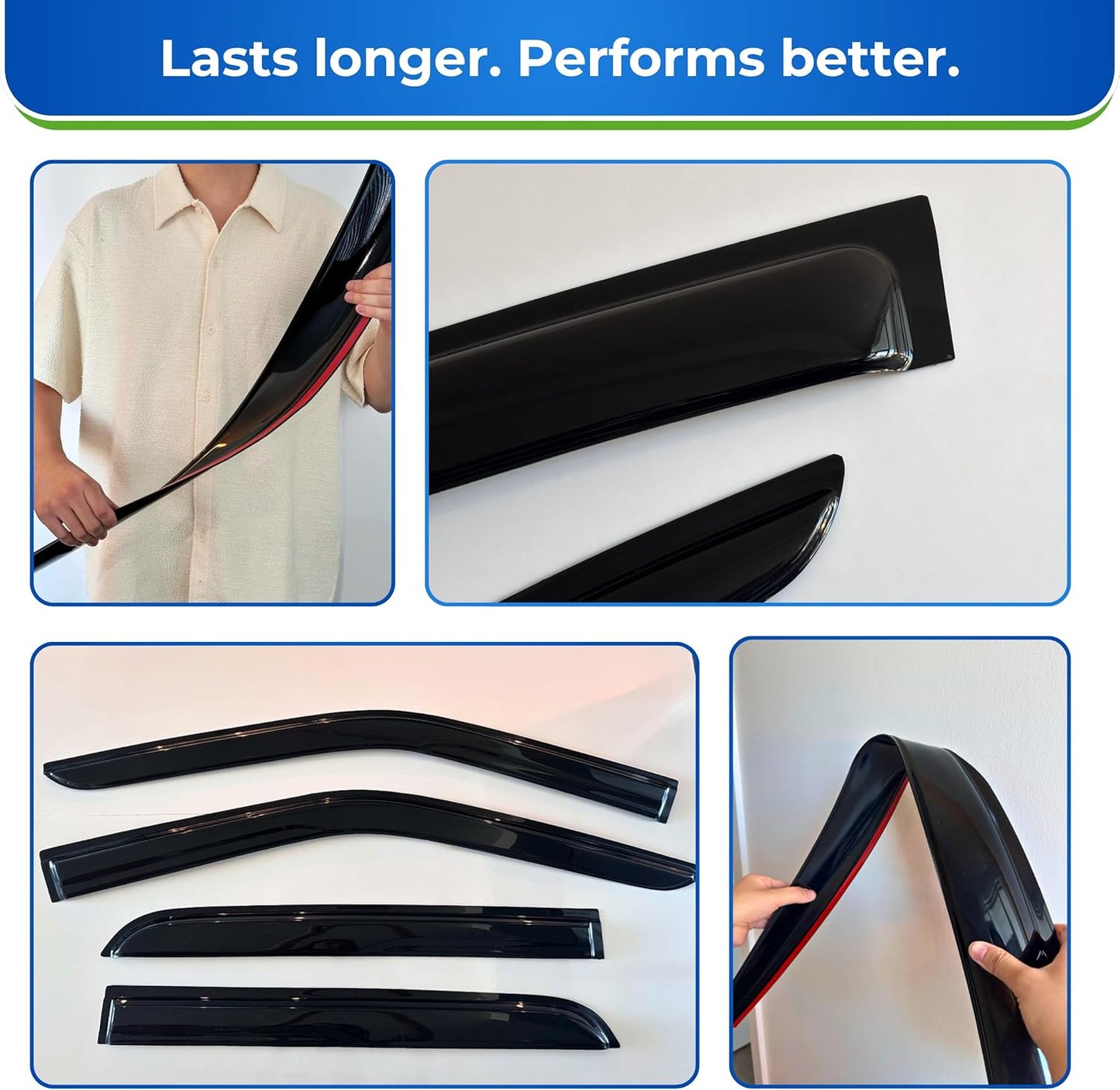 KPY Window Visor Compatible with Nissan Altima 2007-2012, 4PC Rain Guard Side Window Vent Deflectors Tape-On Mugen Style, 2007 2008 2009 2010 2011 2012