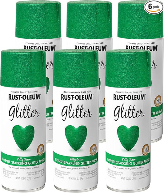 Rust-Oleum 277781-6PK Specialty Glitter Spray Paint, 10.25 Oz, Kelly Green, 6 Pack