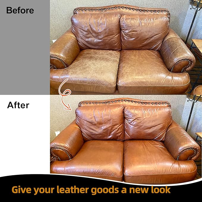 Leather Recoloring Balm, Leather Color Restorer, Leather Restorer for Couches, Leather Scratch Remover, Leather Scratch Repair, Leather Repair Kit for Furniture, Leather Dye (Dark Brown)