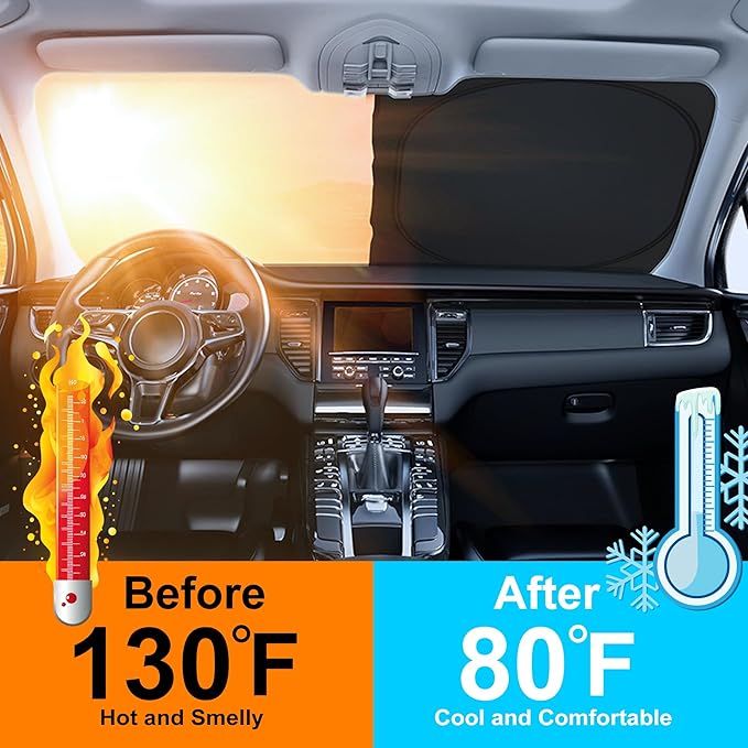 Windshield Sun Shade Compatible with 2022 2023 2024 2025 2026 Ford Maverick Hybrid XL XLT Lariat Truck Accessories Protect Car from Sun Rays & Heat Damage