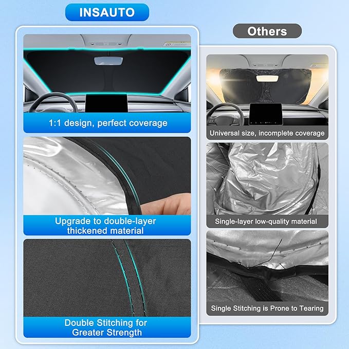 INSAUTO Custom Fit Windshield Sun Shade Accessories for Nissan Frontier 2022-2026, Foldable Front Window Sunshade, UV & Heat Reflector, Keeps Interior Cool, Includes Storage Bag