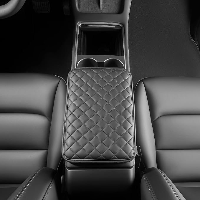 Car Armrest Covers, Vehicle Center Console Cover, Middle Storage Organizer Pads, Dog & Cat Paws Protetor, Nappa Leather, Waterproof, Anti-Slip, Auto Interior Accessories, Black, Size S