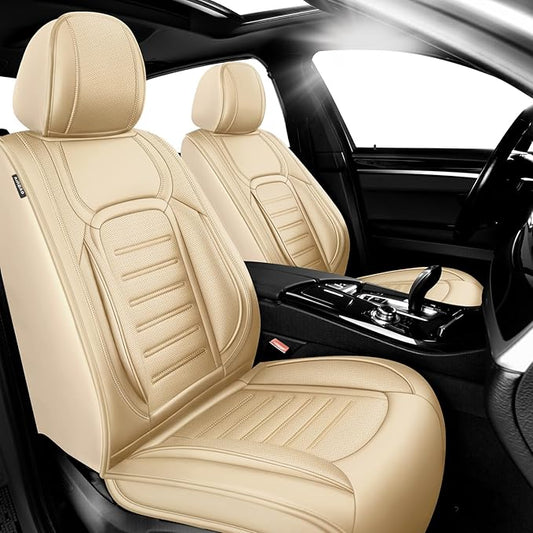 Fit HRV Premium Leather Car Seat Covers Compatible with Honda HRV 2016-2025 2026, Breathable, Wear Resistant, Airbag Compatible, All-Weather Protection & Full Coverage, 2 Front Seat Beige