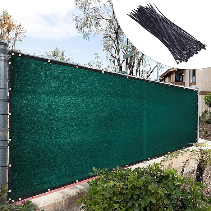 Royal Shade Custom Size 6' x 64' Green Fence Privacy Screen Windscreen Cover Netting Mesh Fabric Cloth - Cable Zip Ties Included (We Make Custom Size)