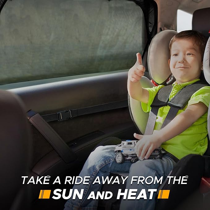 EcoNour Car Window Sun Shades for MPV & Minivan Sliding Door Rear Windows | Elastic Mesh Sunshade for Baby & Passenger Comfort | Car Window Accessories | 2 Pack Side Window Shades