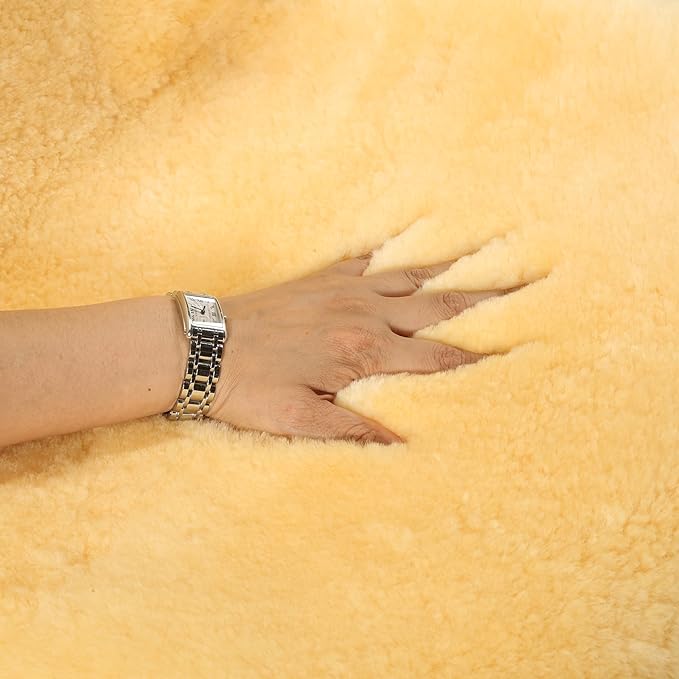 Natural Fur Sheepskin Universal car seat Covers for seat Cushion Auto Accessories, (Yellow, Universal Fit)