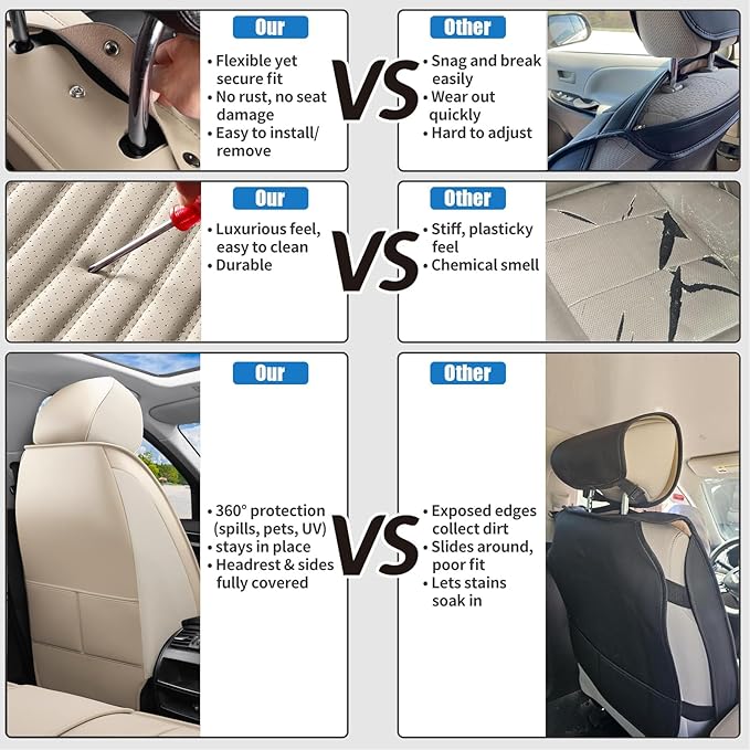 Front Seat Covers Fit for Toyota RAV4 Hybrid 2016-2026, Car Seat Covers Front Seats, Breathable Faux Leather Automotive Seat Covers Front Pair Anti-Slip Seat Cover(Beige, Front)