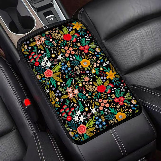 Garden wildflowers Universal Armrest Cover Pad, Car Center Console Cushion Pad, Protect from Pet Claws, Dirt, and Sticky Fingers, Comfortable Car Decor Accessories Fit for Most Cars, Vehicles, SUVs