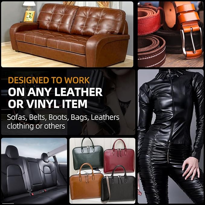 Leather Recoloring Balm, Leather Color Restorer, Leather Restorer for Couches, Leather Scratch Remover, Leather Scratch Repair, Leather Repair Kit for Furniture, Leather Dye (Red)