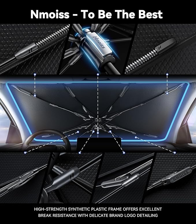 Windshield Sun Shade Umbrella for Honda Civic - [Vinyl Coating Heat Shield] Protect Car from Sun Rays & Heat Damage Keep Cool and Protect Interior, Spring Structure Edge