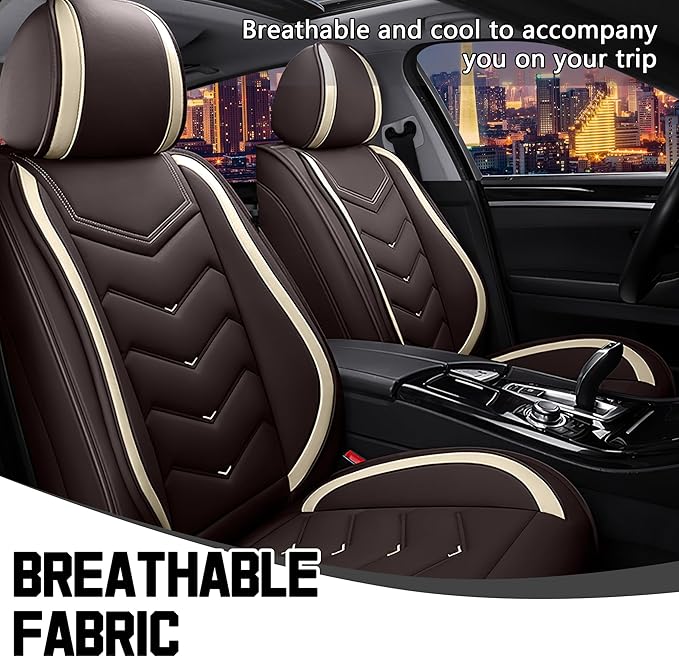 CTDS Car Seat Covers for Chevy Trax 2015-2026, Stylish Sport Seat Cover, Premium Nappa Leather Car Seat Cover. Automobile Seat Covers Sets.(Standard 2 Seats/Coffee Color)