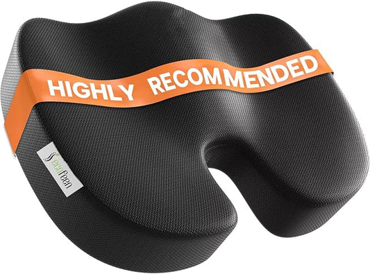 Seat Cushion – Memory Foam, Non-Slip Orthopedic Coccyx Support Pad for Office Chairs, Car Seats & Home, Ergonomic Tailbone, Sciatica & Lower Back Pain Relief