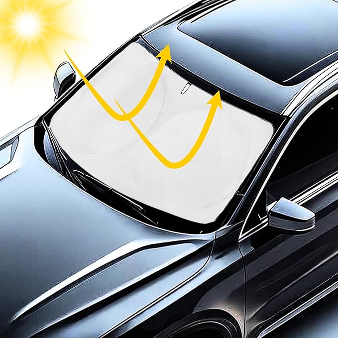 Windshield Sun Shade -Certified 99.87% UVB & 99.02% UVA Car Sun Shade. Award Winning Sunshade - Patented Technology | Compatible for Honda Civic (2016-2022) | Car Shades by Kinder Fluff