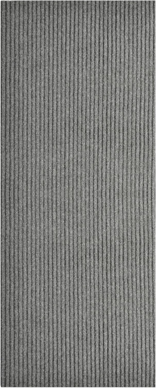 iCustomRug Spartan Weather Warrior Indoor/Outdoor Utility Ribbed Carpet Runner with Non-Slip Thermoplastic Rubber Backing, 3ft X 24ft in Grey
