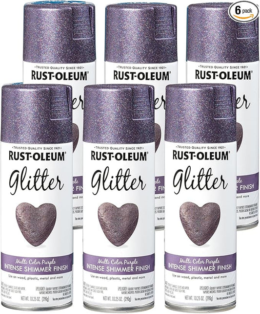 Rust-Oleum 342607-6PK Specialty Glitter Spray Paint, 10.25 oz, Purple Multi-Color, 6 Pack