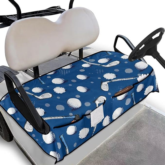 Biyejit Golf Cart Seat Covers with 4 Pockets Golf Cart Seat Towel Blanket Fits 2-Seat Golf Carts, Golf Cart Accessories