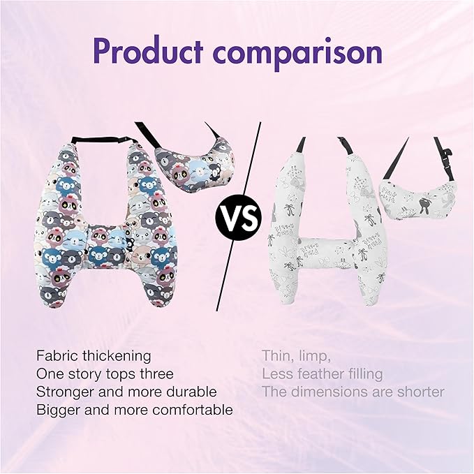 Car Pillow for Kids, Car Neck Head Support Cushion Set,Travel car seat Safety Pillow,h Shape car Sleeping Pillow Kids,Pillow case can be Disassembled and Washed (C)