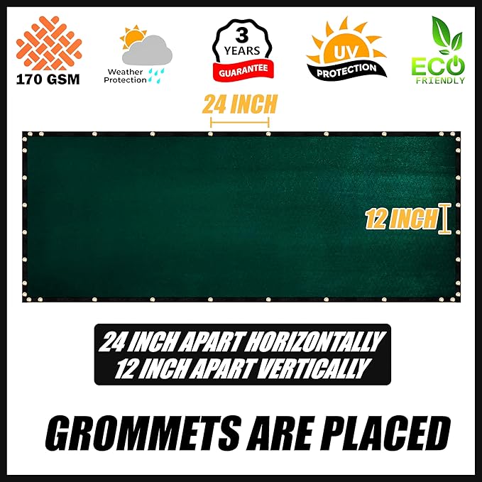 Royal Shade Custom Size 5' x 158' Green Fence Privacy Screen Windscreen Cover Netting Mesh Fabric Cloth - Cable Zip Ties Included (We Make Custom Size)
