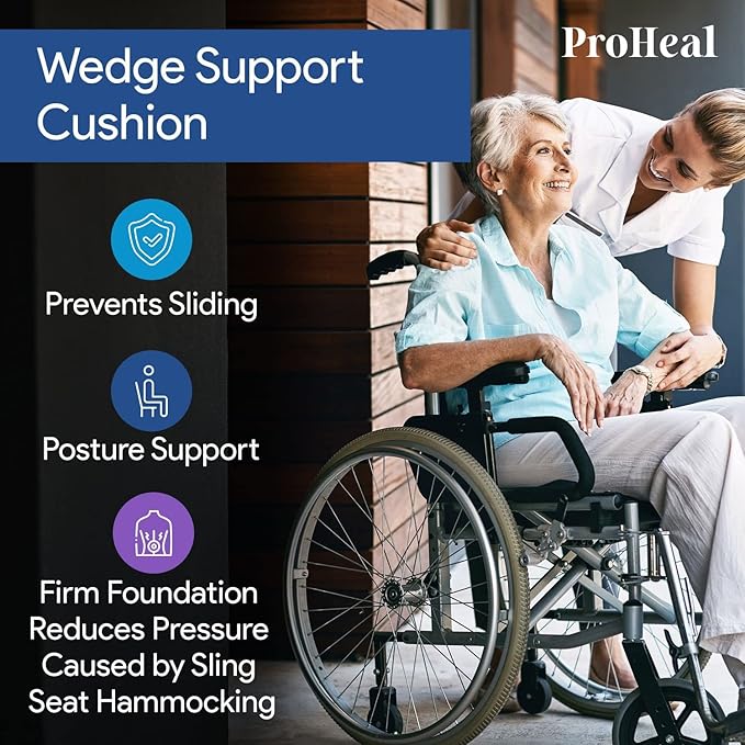Gel Wedge Seat Cushion with Pommel, Bariatric 26" x 18" x 4" -2" - Better Posture and Hip Positioning - High Density Foam and Pressure Redistribution Gel and Back, Tailbone, and Coccyx Support