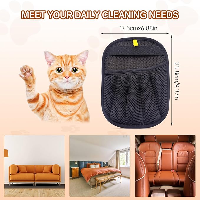 Pet Hair Remover Electrostatic Gloves,Pet Hair Removal for Cats & Dogs, Cat Grooming Gloves，Pet Hair Fur Removal Mitt, Cleanup for Furniture, Clothing, and Upholstery,Reusable (2pcs)
