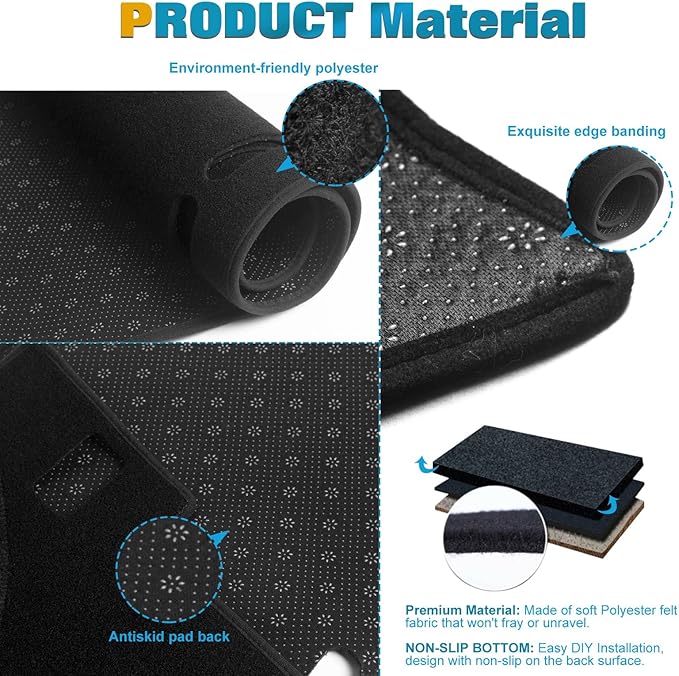 x xotic tech Center Console Dashboard Mat Pre-Cut Non-Slip Sunshield Sun Glare Protector Dash Carpet Pad Black Cover Compatible with Ford Escape 2020 2021 2022 2023 2024 2025 2026