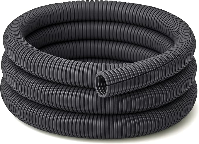 Electriduct Split Wire Loom Tubing Polyethylene Corrugated Flexible Conduit - 3/8" Nominal Size - 20 Feet - Gray