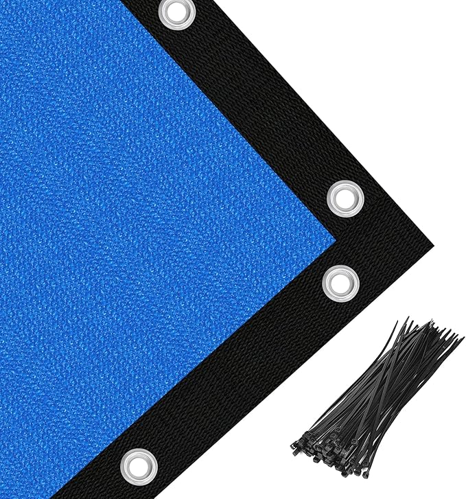 Amagenix 90% Pergola Shade Cover 8' X 8' Sun Shade Cloth with Grommets for Outdoor Garden Patio Porch, Commercial Grade 200 GSM - Cable Zip Ties Included (We Customized) GN108, Blue