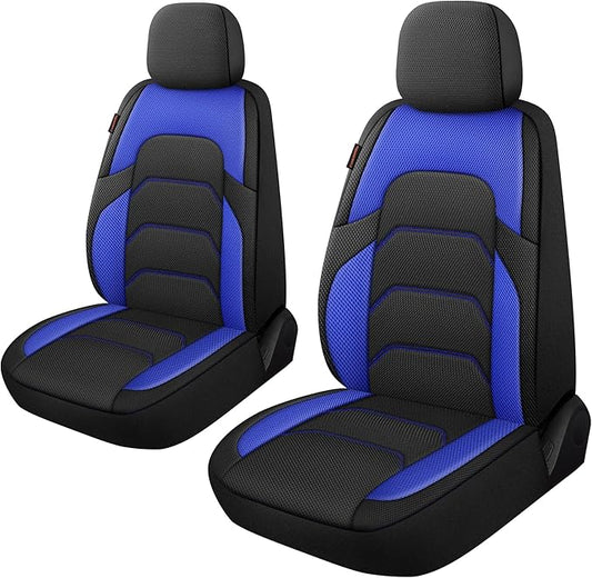 CAROMOP 3D Air Mesh Car Seat Covers 2 Front Seats,Breathable and Durable Seat Covers for Cars,Universal Fit for SUV,Vans,sedans, Trucks, Automotive Interior Covers(Black/Blue)