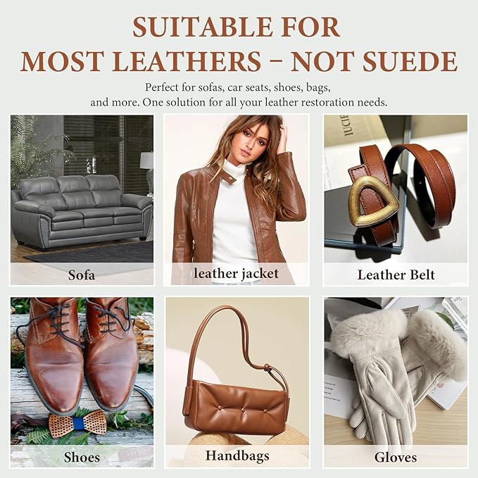 Leather Recoloring Balm Leather Color Restorer Scratch Repair Leather Paint for Furniture Couches Car Seats Shoes Bags Leather Dye and Restorer Restores Faded and Scratched Leather-Medium Brown