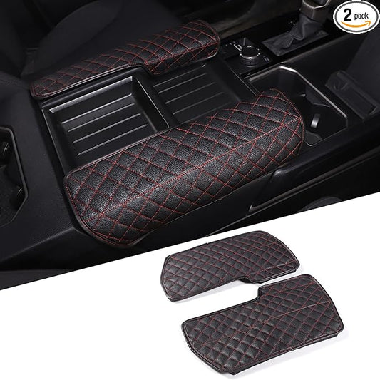 2PCS Center Console Armrest Cover for Toyot@ Tundra 2022-2025 /Sequoia 2023-2025 Accessories, Leather Front Seat Armrest Box Cushion Protector Waterproof Anti-Scratch (Left-Hand Drive)