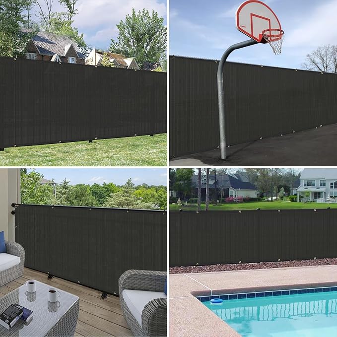 Windscreen4less Privacy Fence Screen Heavy Duty Windscreen Fencing Mesh Fabric Shade Net Cover with Brass Grommtes for Outdoor Wall Garden Yard Pool Deck, 8'x237' Black