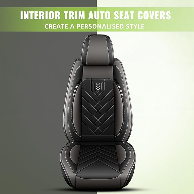 AOMSAZTO Car Seat Cover for Chevrolet Chevy Trailblazer 2021-2024 2025 2026 Front Set: Waterproof Faux Leather Car Seat Protector - Interior Seat Covers Decoration Refresh Accessories - Black&Grey
