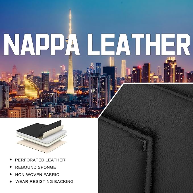 CTDS Car Seat Covers for Chevy Trax 2015-2026, Stylish Sport Seat Cover, Premium Nappa Leather Car Seat Cover. Automobile Seat Covers Sets.(Luxury 2 Seats/Pure Black)