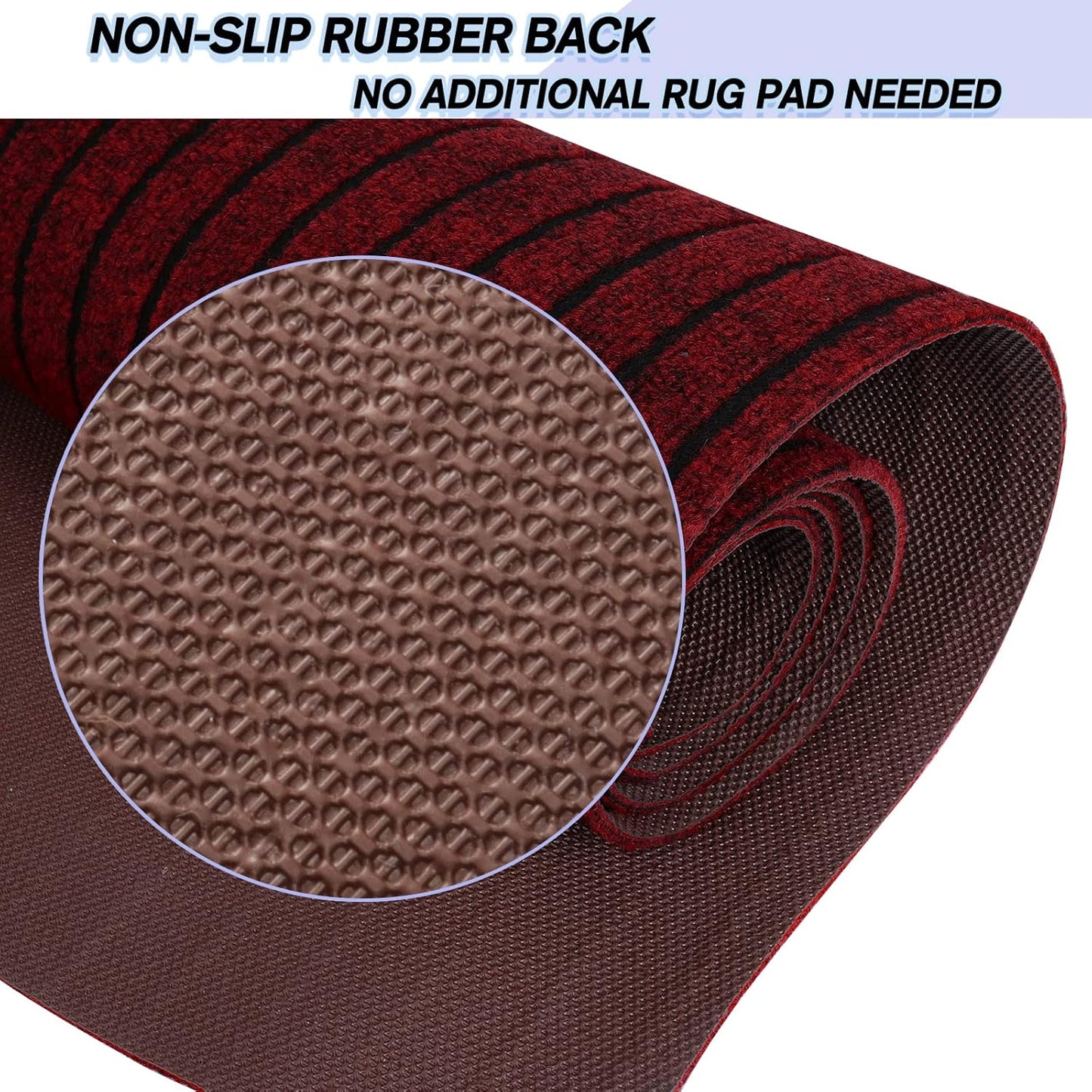 Custom Size Backed Non-Slip Area Rugs Runner, Easy Clean, Waterproof Runner Rugs for Hallway Entryway, Kitchen, Laundry, 4FT x 78FT, Red Stripe