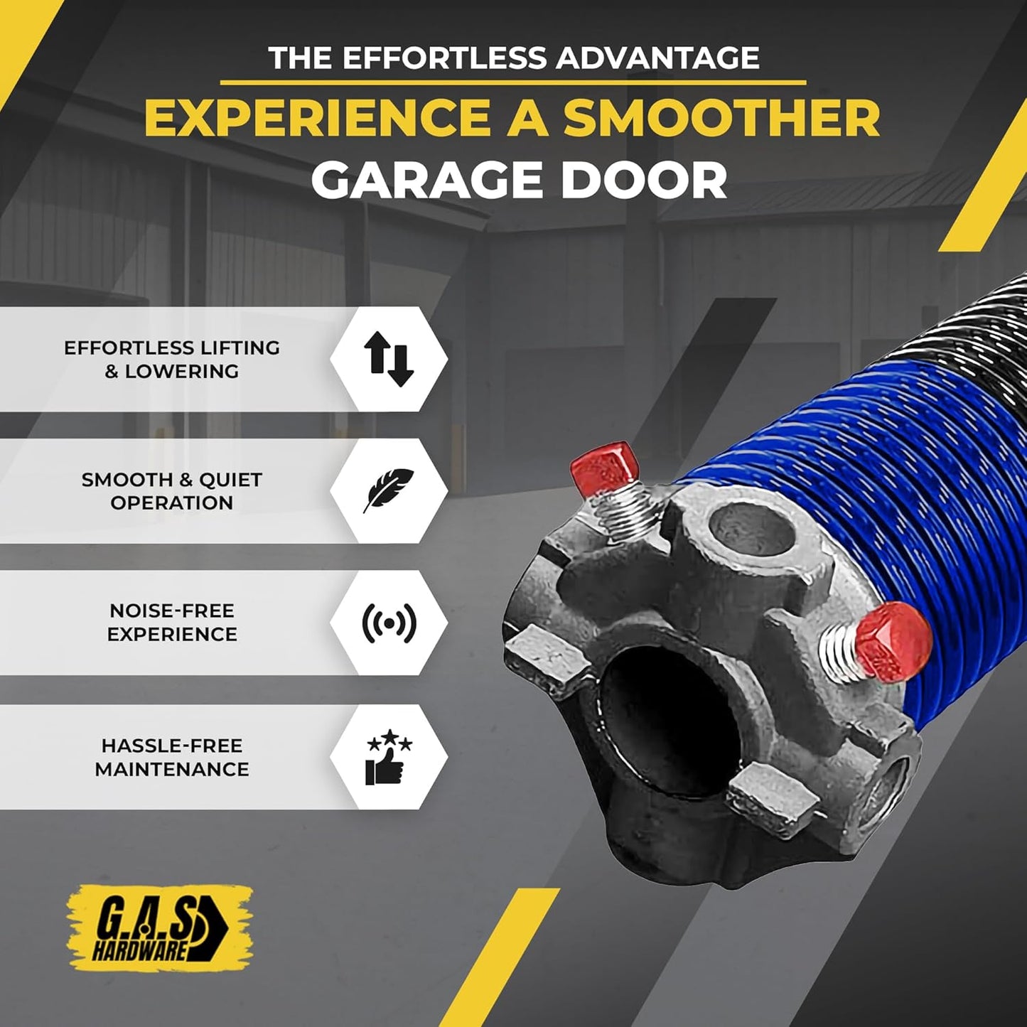 Garage Door Torsion Springs 262x2x35 Includes 1” Steel Bearing, Gloves, and Winding Bars for Left and Right Side of Garage Door Precision E-Coating 5-Year Warranty Minimum 30,000 Cycles (Pair)