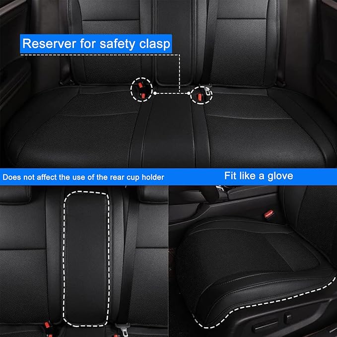 AOMSAZTO Custom Fit Seat Covers for Honda Civic Seat Covers Sedan Sport 2022 2023 2024&LX 2022-2026 Car Seat Covers Full Set Faux Leather Black