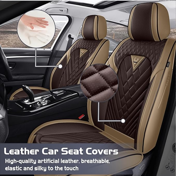 Truck Seat Covers for Toyota Tundra 2008-2026, Waterproof Premium Leather Full Coverage Car Seat Cover, Muscle Sport Style Auto Interior Seat Cover Sets (Full Set/Brown Coffee)