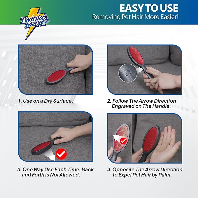Lint Brush, Lint Remover, Pet Hair Remover, Clothes Brush, Magic Lint Remover Brush, Sheet and Carpet Cleaning Brush, 2-Sided and Reusable, No Need Lint Roller Refill.